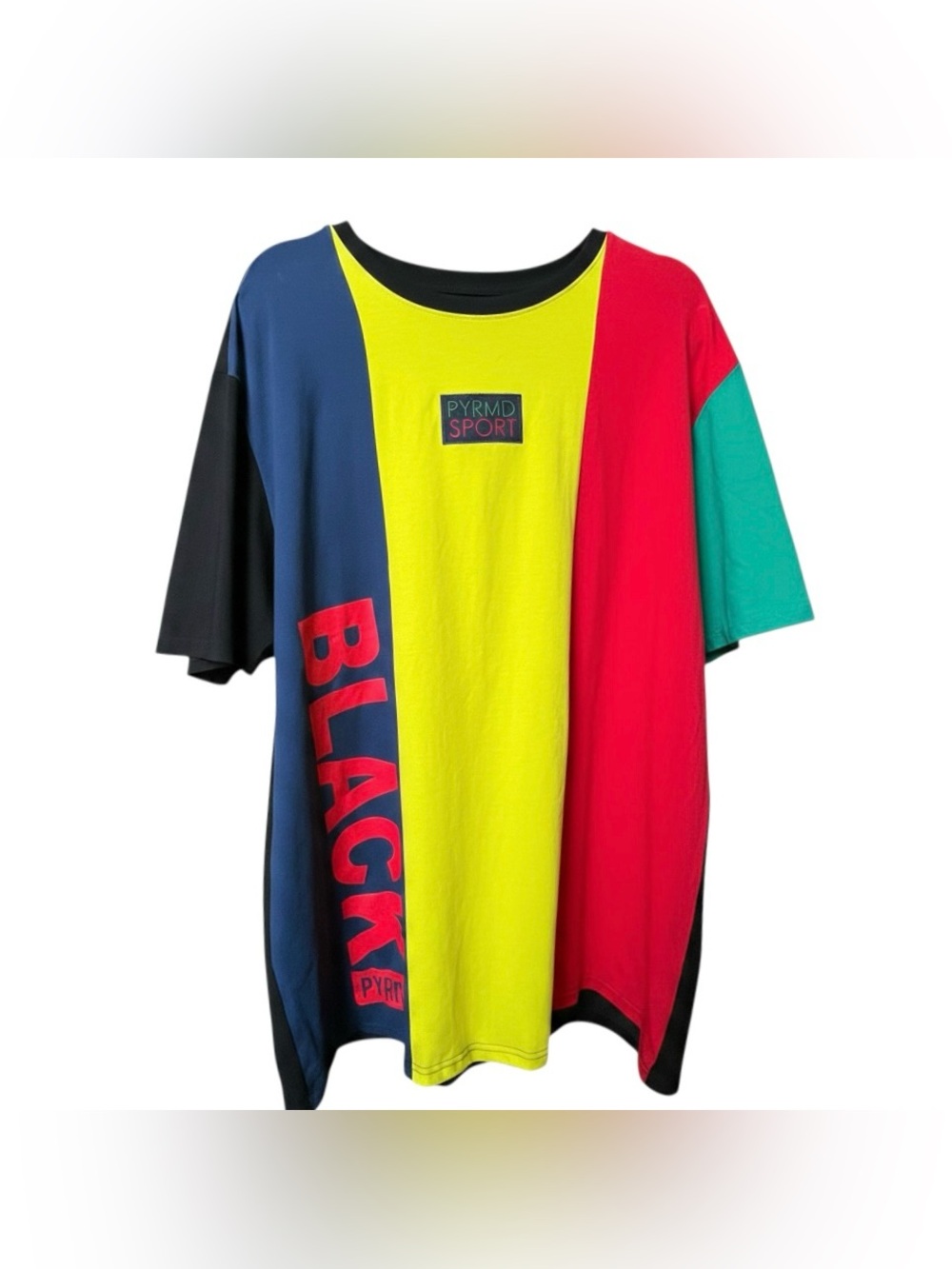 Men's Black Pyramid Sport Colorblock T-Shirt Authentic Chris Brown Streetwear
